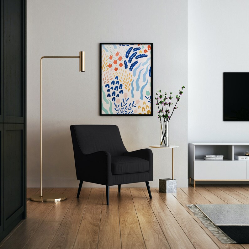 Scandinavian Folk Art Bright Floral Wallpaper Abstract | Etsy