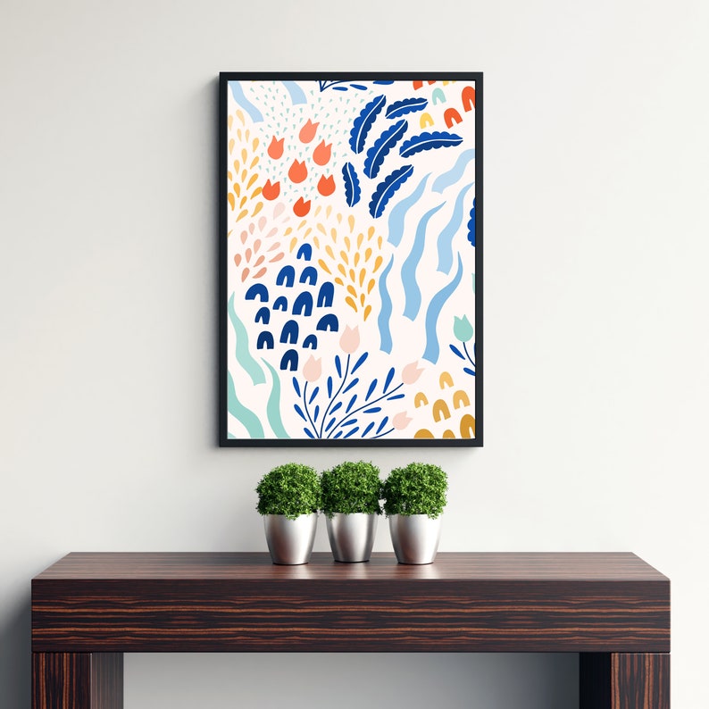 Scandinavian Folk Art Bright Floral Wallpaper Abstract | Etsy