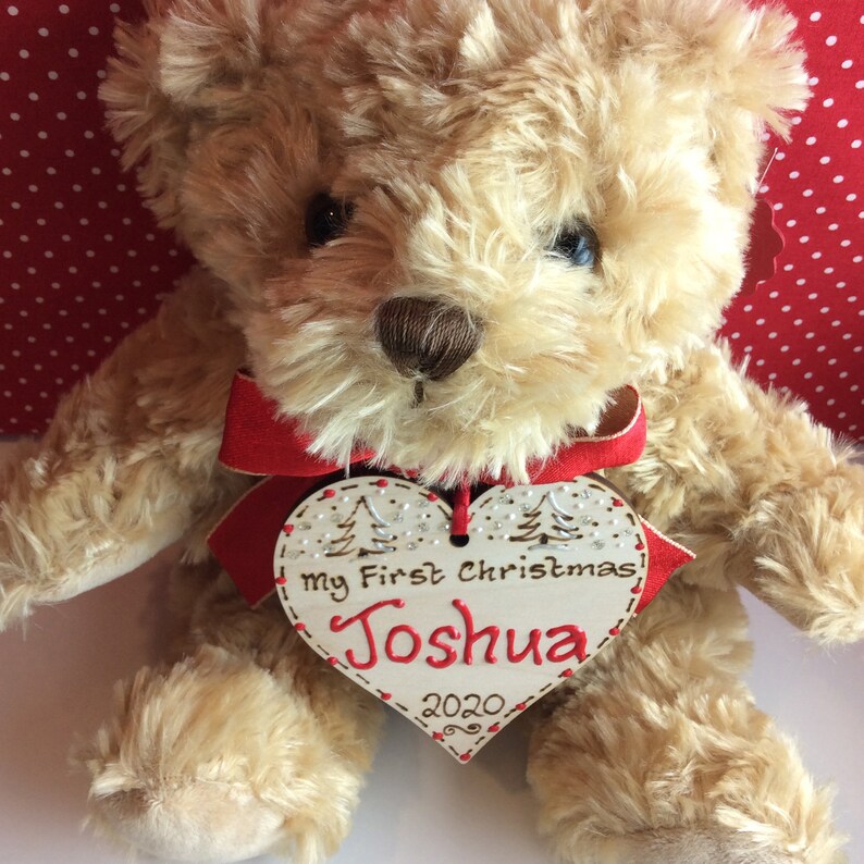 personalised first christmas teddy