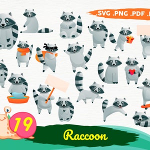 Racoon svg, Cute Raccoon SVG, Silhouette. Layered files,Raccoon set,Woodland Animal svg,Woodland Creatures svg,Raccoon png,print file,svg