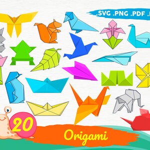 Origami Tiere Svg, Origami SVG, Origami aus Papier Svg, Origami Silhouette, Tiere Svg, digitale Clipart Silhouette, Vektor, Druck-Datei, Svg