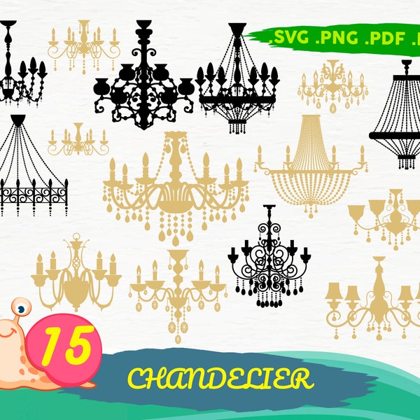 Chandelier SVG Bundle, Chandelier Clipart, Vintage Cut , Silhouette, Crystal Files for Cricut, decor svg, Chandelier Vector, print file,Svg