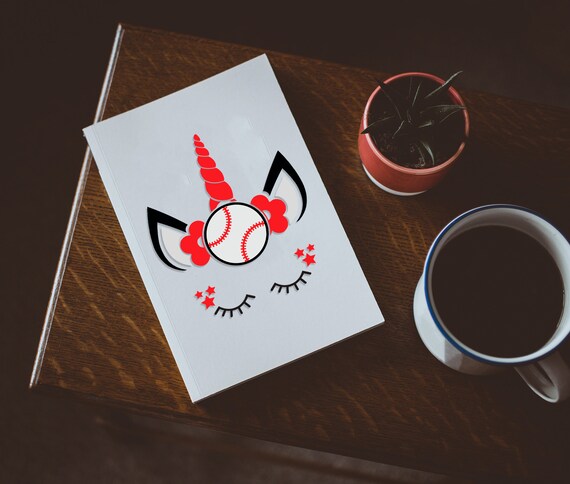 Unicorn Baseball SVG, Unicorn face, unicorn horn svg, flower svg, hearts svg,Vector Clipart Digital Silhouette,svg file digital download,svg
