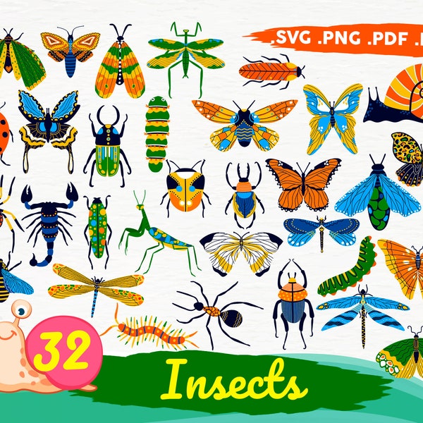 INSECT SVG, butterfly svg, insect clipart, dragonfly svg, bug svg, insects svg, ladybug svg,insect bundle svg,bugs svg,print file,printables