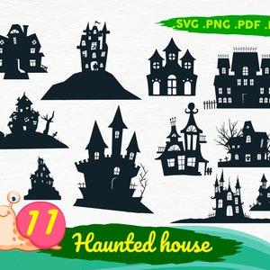 Haunted house svg, Haunted house SVG, Haunted house Bundle SVG, Halloween Haunted house Silhouette, Haunted house Clipart, print file