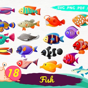 FISHES CLIPART, fish svg, sea clipart, fishing clipart, ocean clipart,colorful fish svg,tropical fish clipart,fish silhouette,print file,svg