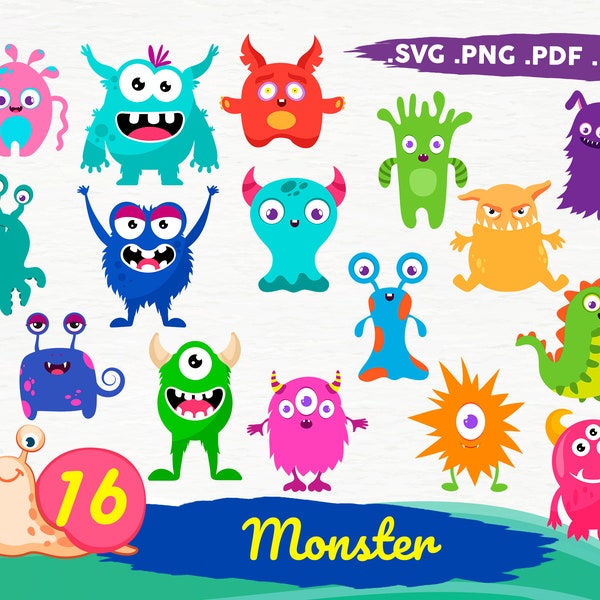 Monster SVG, cute Monster SVG, Monster Svg, cute Monster SVG, Silly Monster, Datei Vektor Clipart, Silhouette Cameo, Druckdatei, druckbare, Svg-Datei