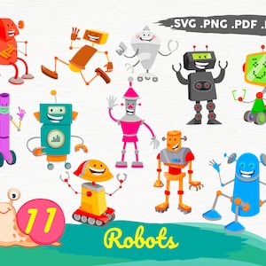 ROBOT SVG Bundle,Robots SVG Cut Files,Instant Download,printable vector clip art,Robots clipart design pack files, Robots Prints,print file