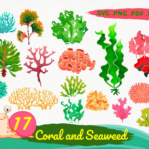 Coral svg,Seaweed svg,Under the sea svg,Under the sea plants svg,Sea life svg,Ocean life svg,Sea print file,Coral template svg,printable,svg