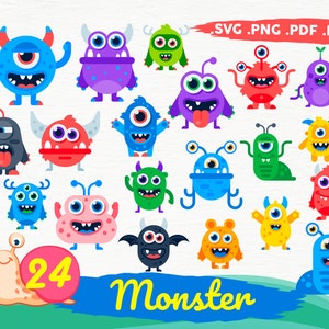Monster Clipart, Baby-Monster, niedliche Monster, Monster Svg, freundliche Monster, Geburtstagsparty, laden, Monsters Baby Clipart Svg, ClipArt, Svg