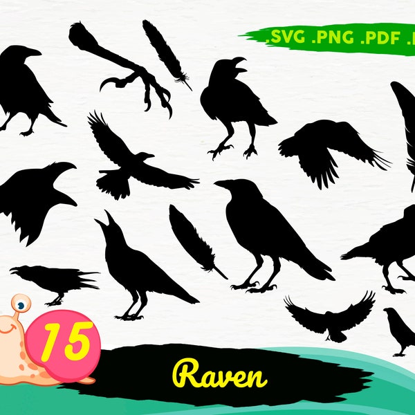 Raven SVG Bundle, Crow svg, Raven head svg, Raven file, Raven png, Raven eps, Raven vector, Raven cut files, Ravens svg, Raven clipart