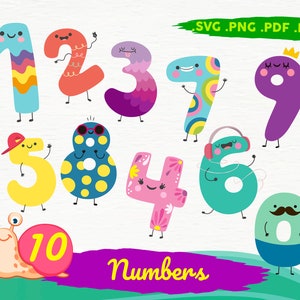 Números fofos, Números svg, Clip Art para Scrapbooking, Criação de cartões, Toppers de cupcake, Artesanato em papel, arquivos svg para cricut, download digital, svg