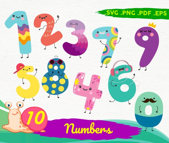 Cute Numbers numbers Svg Clip Art for Scrapbooking Card | Etsy