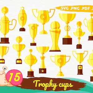 Trophäe Tassen Svg, Trophäe Cup Svg Bundle, Champion Trophäe Medaille, Auszeichnung, Sieger, Fußball, Olympia, Silhouette, Druckdatei, druckbare, Svg-Datei