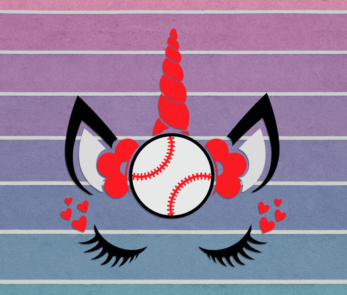 Baseball Unicorn Svg, Baseball Svg, Unicorn Face Svg, Girl Baseball Svg
