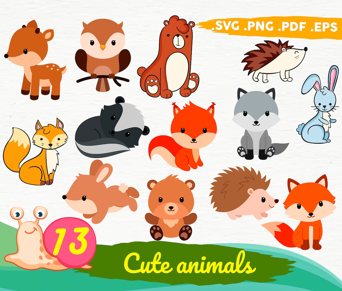 Cute Animals Svg,animal Cut Files, Woodland Animal SVG, Safari Animal ...