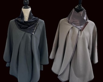 Handmade Poncho Jacket with Sleeves - Opens Like a Coat