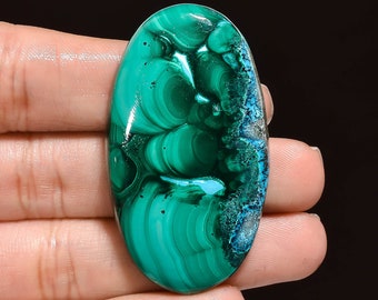Gift Malachite Cabochon 94.5 Ct Natural Chrysocolla Malachite 48X29X7 mm Oval Shape Cabochon Loose Gemstone Semi Precious Chrysocolla