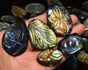 Natural Labradorite Cushion Shape Full Flashy Fire Screaming Carving Labradorite Loose Gemstone Carved 76.65 Cts Labradorite Pendant