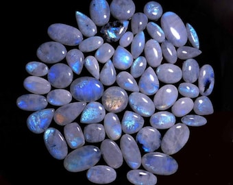 12 Pieces Natural White Moonstone Cabochons Lot 11x14 to 12x15mm Fancy Shape Genuine Moonstone Gemstone Loose Stone Smooth Cabs