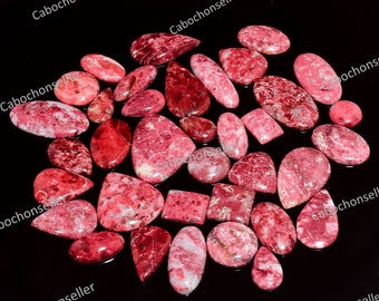 RARE Norwegian Thulite Cabochon Strawberries and Cream Pink Stone Pendant Stone Freeform Triangle Designer Cabochon Natural Stone Cabochon
