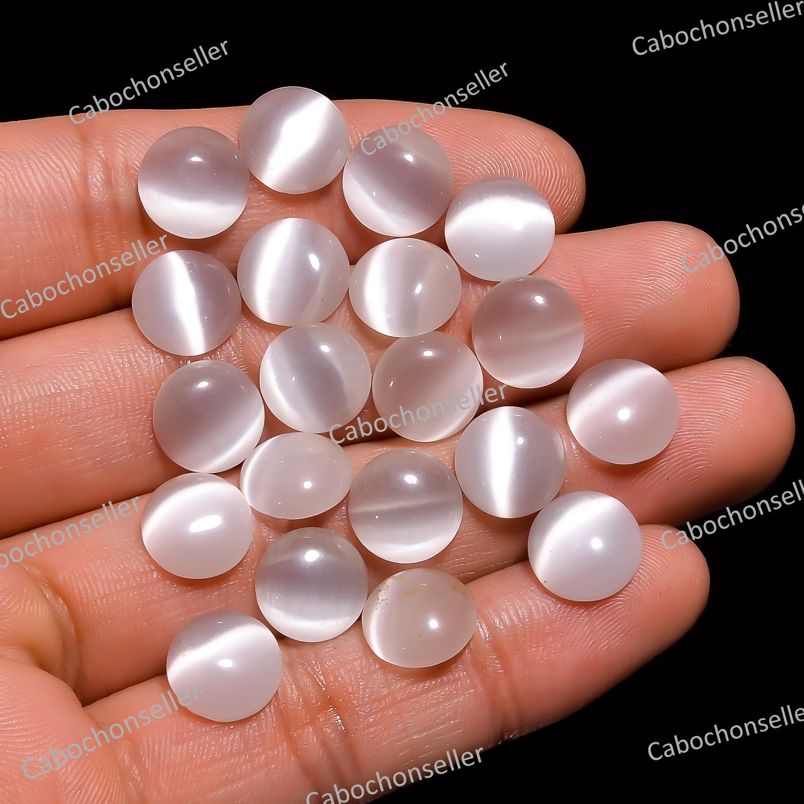 10X10mm Natural White Cats Eye Quartz Round Shape Gemstone Etsy