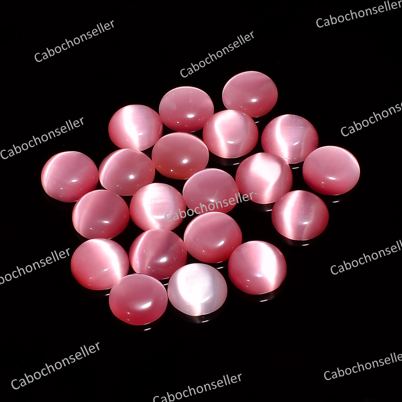 10x10mm Natural Pink Cats Eye Quartz Round Shape Gemstone Etsy