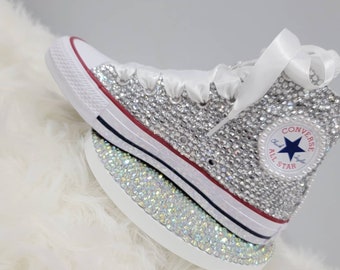 bedazzled white converse