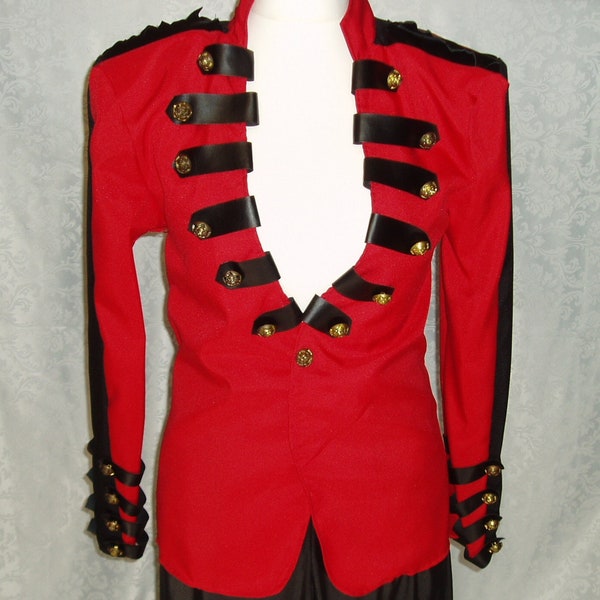 Ladies Red and Black Soldier Fancy Dress. Soldier Costume.