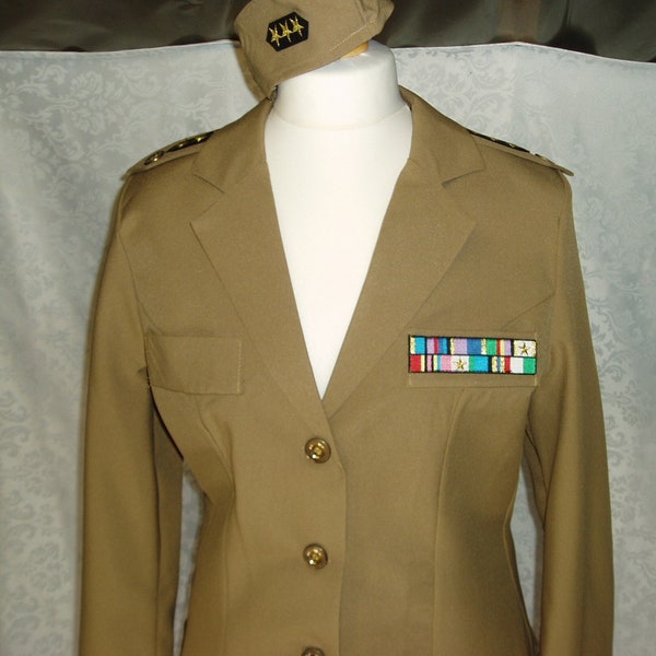 Women's Army Fancy Dress. Army Costume. Tunic, Skirt & Hat.