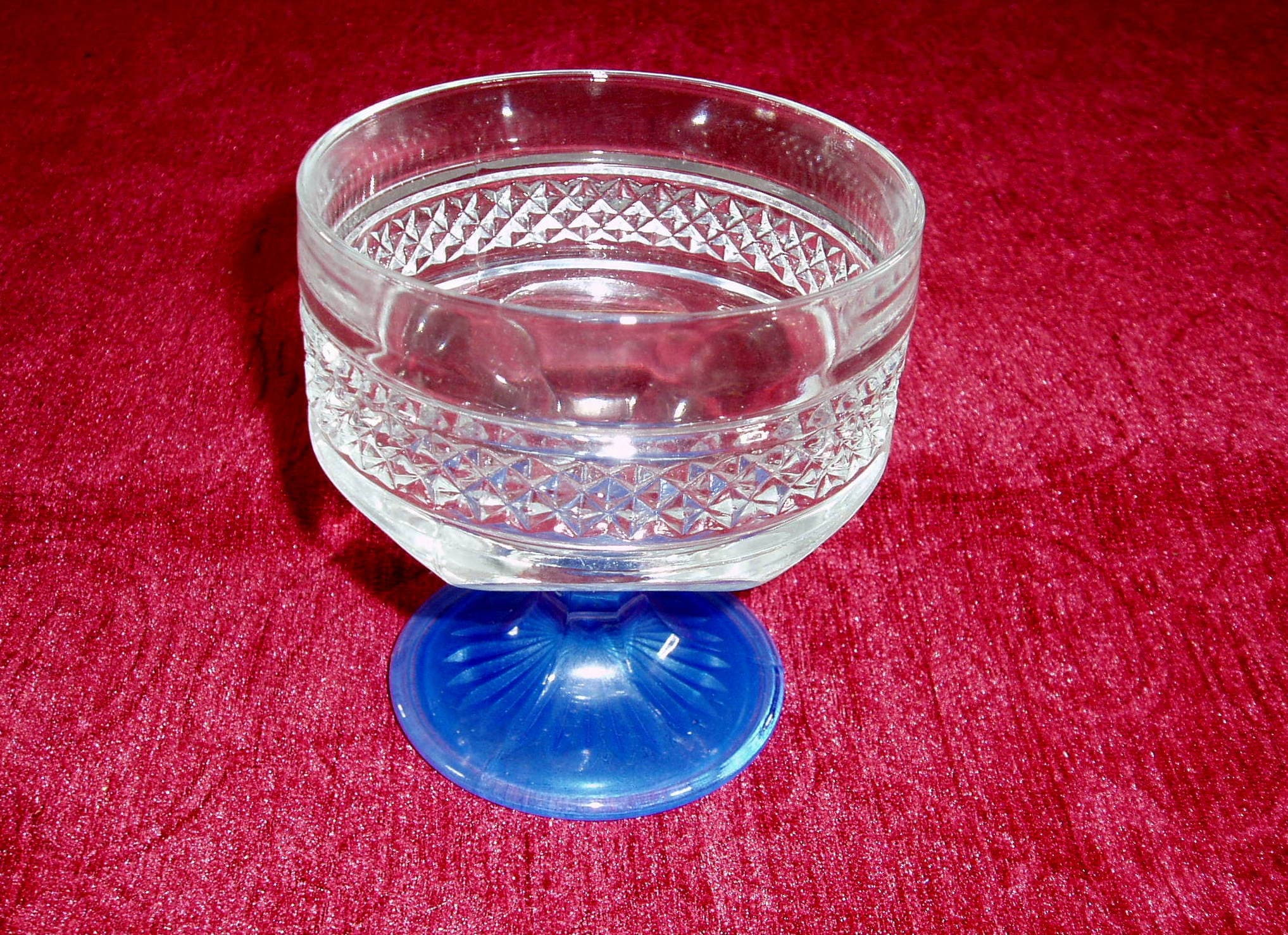 青い底のガラス製デザートボウル 4 個。 - Etsy 日本