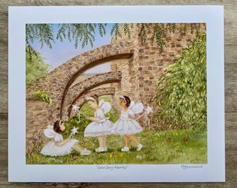 Giclée Print - Gala Day Fairies.  Signed 9x7" print of pastel drawing,  1" surround, unmounted, FREE P&P