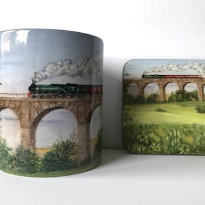 Mug and coaster set - Flying Scotsman steaming across the Avon Viaduct