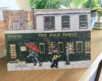 Christmas card - Four Marys in the snow, Linlithgow