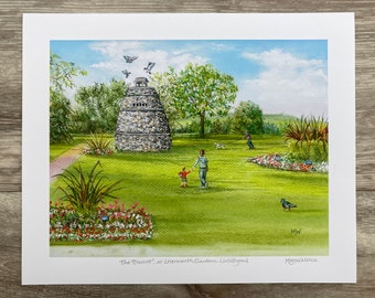Giclée print- Doocot, Learmonth Gardens, Linlithgow.  9"x 7" signed print of original pastel drawing,  with 1" surround, unmounted, FREE P&P