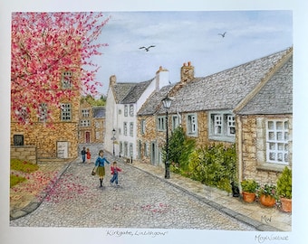 Giclée Print - Kirkgate, Linlithgow. 9"x 7" signed print of original pastel drawing, with 1" surround, unmounted, FREE P&P