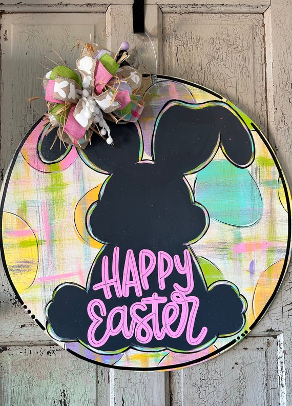 TEMPLATE:  Happy Easter Bunny Silhouette, Easter Template, Bunny, Door Hanger
