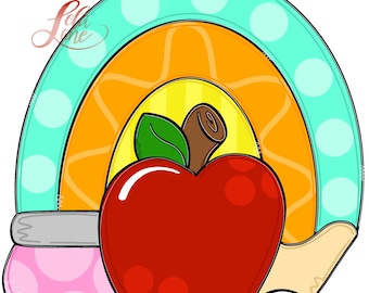 TEMPLATE:  Rainbow Pencil | Teacher | Apple