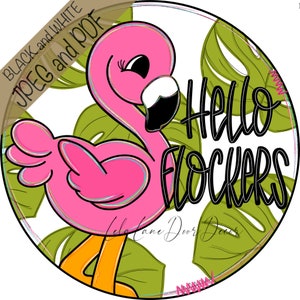 TEMPLATE: Flamingo door hanger template, summer door hanger template