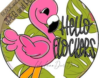 TEMPLATE: Flamingo door hanger template, summer door hanger template