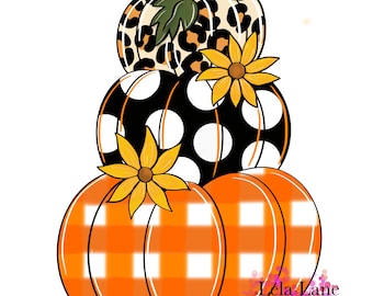 Plantilla: Calabazas apiladas con girasoles