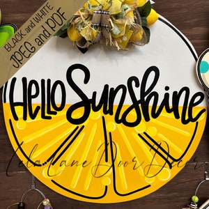 SZABLON: Hello Sunshine, Lemon, Szablon, Zawieszka na drzwi