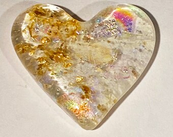 Fused Glass Clear Dichroic Heart