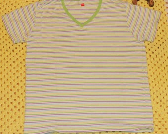 CAMISA MUJER RAYAS,camisa pequeña azul verde,camisa gótica pequeña,camisa emo shripe,camisa emo pequeña,camisa emo rayas verde,camisa emo rayas