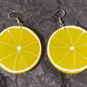 SUMMER LEMON EARRINGS,lemon earrings,fruit earrings,goth earrings,gothic earrings,fruit earrings,lemon slice earrings,punk earrings,retro