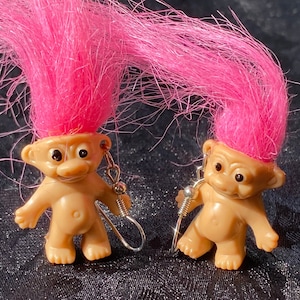 TROLL DOLL EARRINGS,troll earrings,mini troll earrings,troll earrings jewelry,troll dangle earrings,goth earrings,novelty earrings,trolls