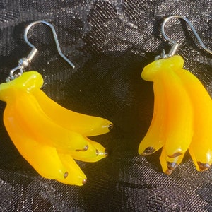 BANANA EARRINGS TROPICAL,banana earrings cute,big banana earrings,fun banana earrings,cool banana earrings,real banana earrings,banana drop