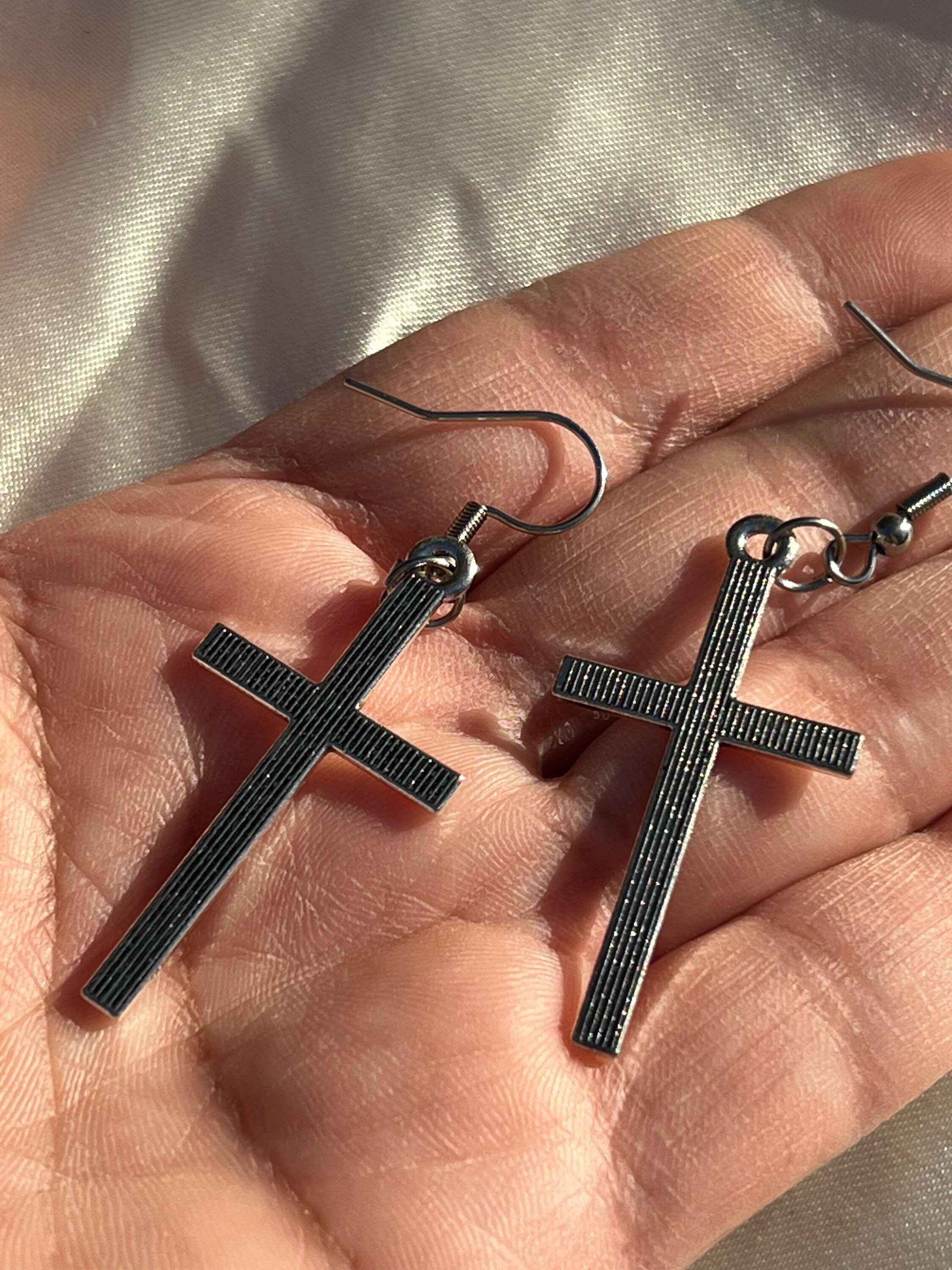 Big Cross Rhinestone Earrings main image 1