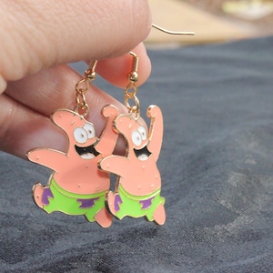 PATRICK SPONGEBOB EARRINGS,grunge earrings,sponge bob earrings,punk earrings,goth earrings,patrick earrings,patrick star earrings,spongebob