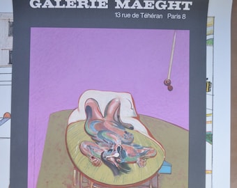 Francis Bacon original Maeght exhibition Poster 1966 with gallery receipt from France